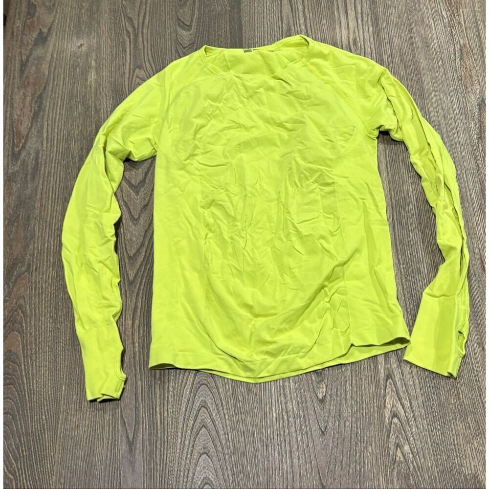 Victoria’s Secret VSX Sports Long Sleeve Top Fitted Stretch Neon Green Size L